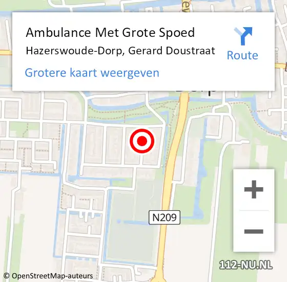 Locatie op kaart van de 112 melding: Ambulance Met Grote Spoed Naar Hazerswoude-Dorp, Gerard Doustraat op 21 mei 2023 20:06