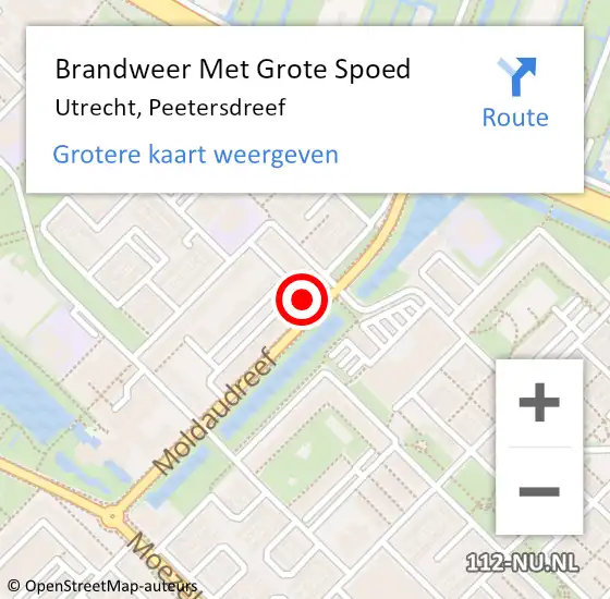 Locatie op kaart van de 112 melding: Brandweer Met Grote Spoed Naar Utrecht, Peetersdreef op 21 mei 2023 20:07