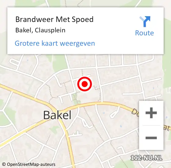 Locatie op kaart van de 112 melding: Brandweer Met Spoed Naar Bakel, Clausplein op 21 mei 2023 20:12