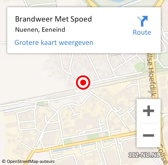 Locatie op kaart van de 112 melding: Brandweer Met Spoed Naar Nuenen, Eeneind op 21 mei 2023 20:34