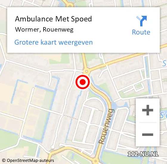 Locatie op kaart van de 112 melding: Ambulance Met Spoed Naar Wormer, Rouenweg op 21 mei 2023 20:58