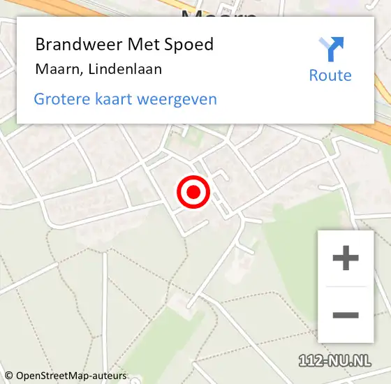 Locatie op kaart van de 112 melding: Brandweer Met Spoed Naar Maarn, Lindenlaan op 21 mei 2023 21:21