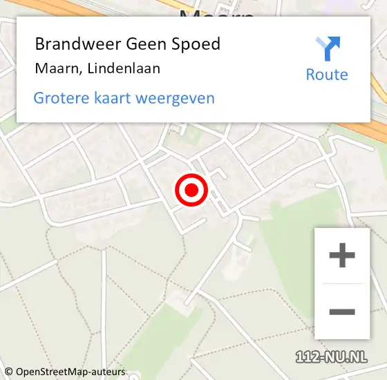 Locatie op kaart van de 112 melding: Brandweer Geen Spoed Naar Maarn, Lindenlaan op 21 mei 2023 21:23