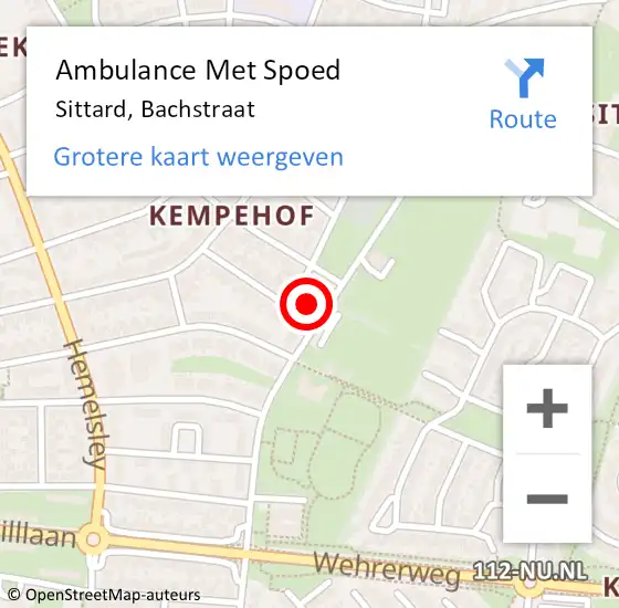 Locatie op kaart van de 112 melding: Ambulance Met Spoed Naar Sittard, Bachstraat op 21 mei 2023 21:39