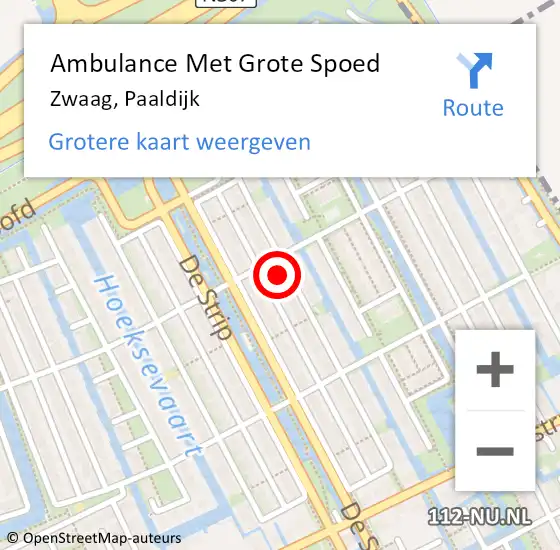 Locatie op kaart van de 112 melding: Ambulance Met Grote Spoed Naar Zwaag, Paaldijk op 21 mei 2023 22:04