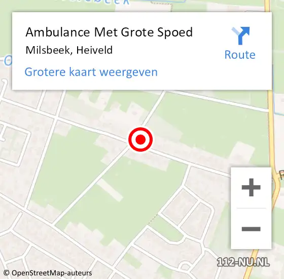 Locatie op kaart van de 112 melding: Ambulance Met Grote Spoed Naar Milsbeek, Heiveld op 21 mei 2023 22:22