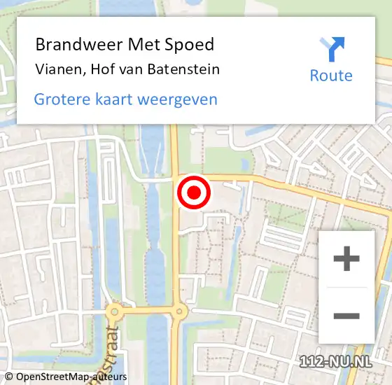 Locatie op kaart van de 112 melding: Brandweer Met Spoed Naar Vianen, Hof van Batenstein op 21 mei 2023 22:28