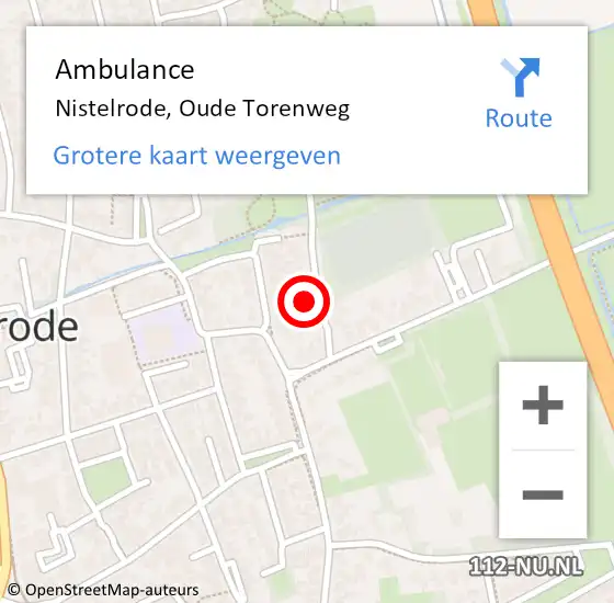 Locatie op kaart van de 112 melding: Ambulance Nistelrode, Oude Torenweg op 26 augustus 2014 10:00