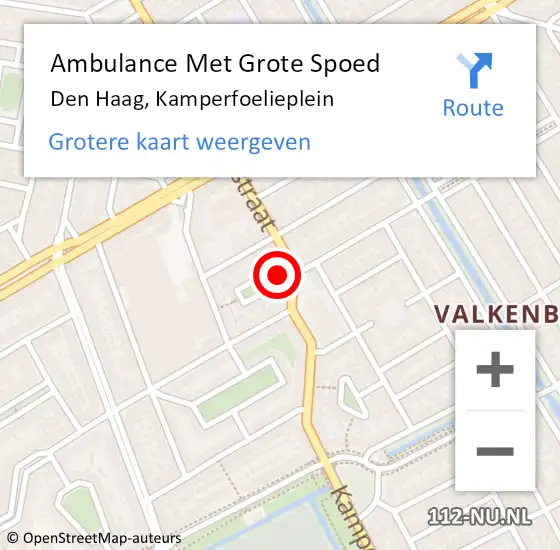 Locatie op kaart van de 112 melding: Ambulance Met Grote Spoed Naar Den Haag, Kamperfoelieplein op 21 mei 2023 23:12