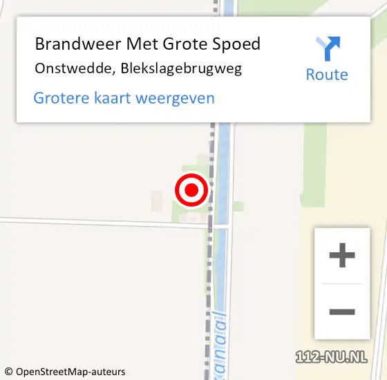 Locatie op kaart van de 112 melding: Brandweer Met Grote Spoed Naar Onstwedde, Blekslagebrugweg op 21 mei 2023 23:39