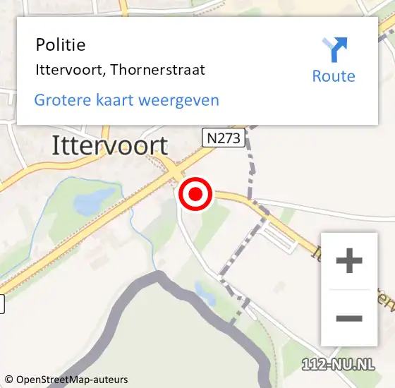 Locatie op kaart van de 112 melding: Politie Ittervoort, Thornerstraat op 21 mei 2023 23:54