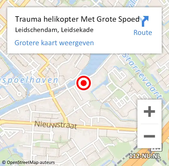 Locatie op kaart van de 112 melding: Trauma helikopter Met Grote Spoed Naar Leidschendam, Leidsekade op 22 mei 2023 00:17