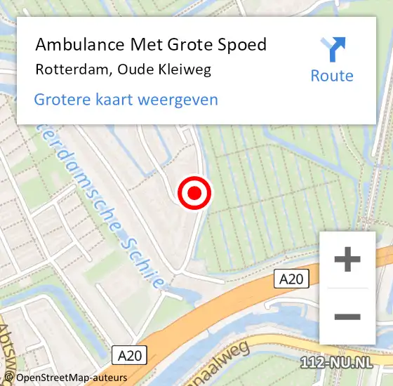 Locatie op kaart van de 112 melding: Ambulance Met Grote Spoed Naar Rotterdam, Oude Kleiweg op 22 mei 2023 00:56