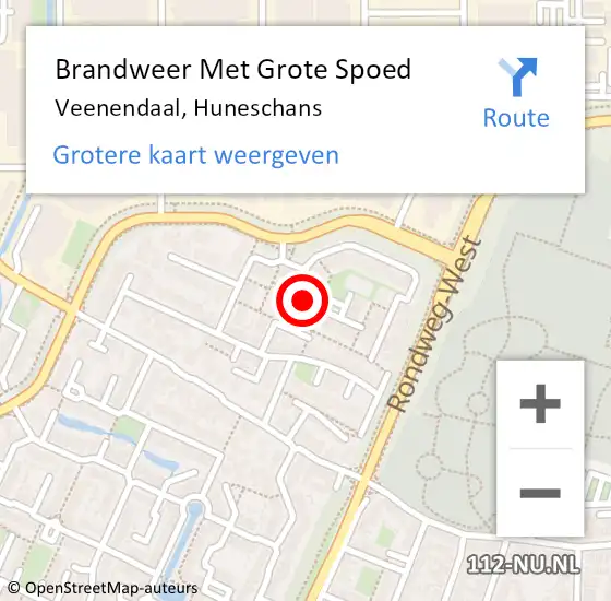 Locatie op kaart van de 112 melding: Brandweer Met Grote Spoed Naar Veenendaal, Huneschans op 22 mei 2023 01:18