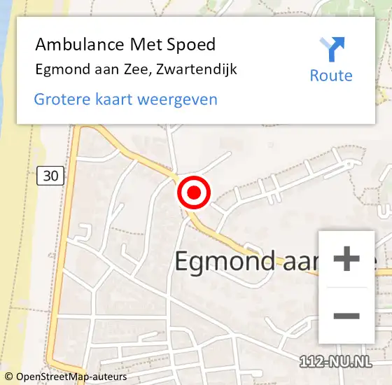 Locatie op kaart van de 112 melding: Ambulance Met Spoed Naar Egmond aan Zee, Zwartendijk op 22 mei 2023 01:37