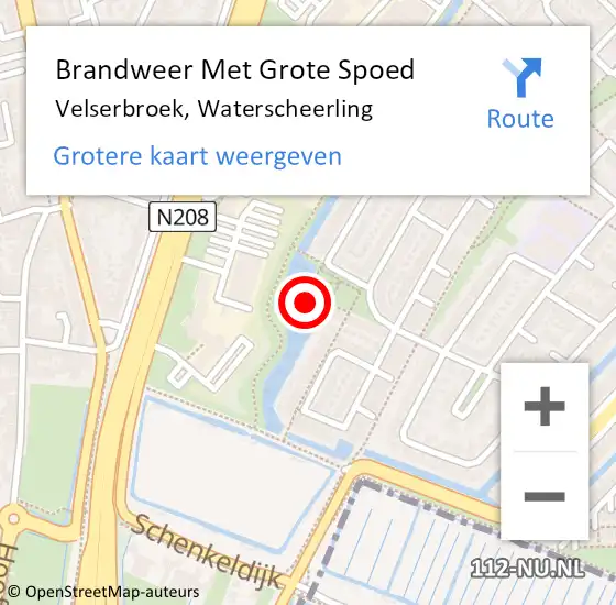 Locatie op kaart van de 112 melding: Brandweer Met Grote Spoed Naar Velserbroek, Waterscheerling op 22 mei 2023 02:59