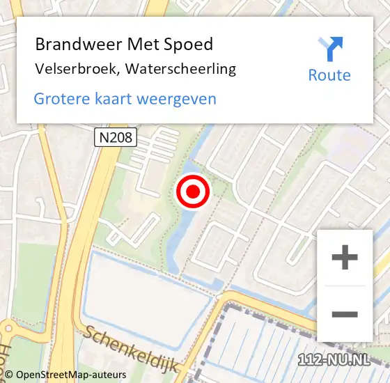 Locatie op kaart van de 112 melding: Brandweer Met Spoed Naar Velserbroek, Waterscheerling op 22 mei 2023 03:23