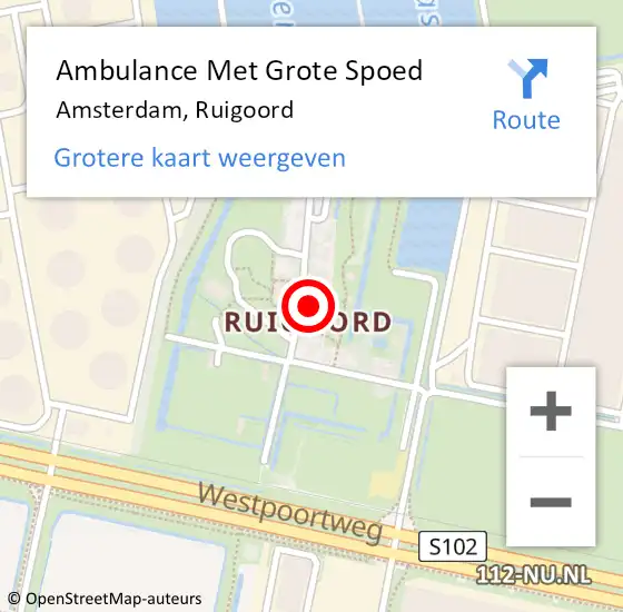 Locatie op kaart van de 112 melding: Ambulance Met Grote Spoed Naar Amsterdam, Ruigoord op 22 mei 2023 03:26