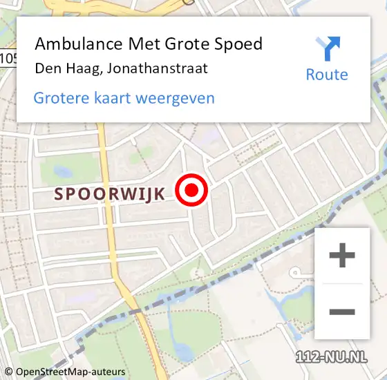 Locatie op kaart van de 112 melding: Ambulance Met Grote Spoed Naar Den Haag, Jonathanstraat op 22 mei 2023 04:16
