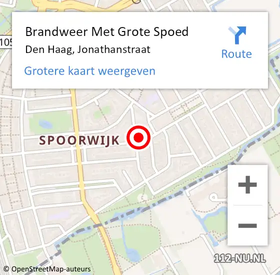 Locatie op kaart van de 112 melding: Brandweer Met Grote Spoed Naar Den Haag, Jonathanstraat op 22 mei 2023 04:34