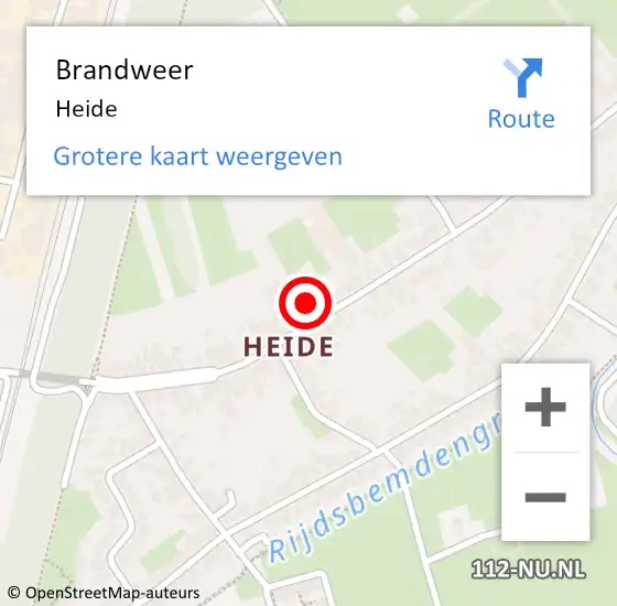 Locatie op kaart van de 112 melding: Brandweer Heide op 22 mei 2023 05:13