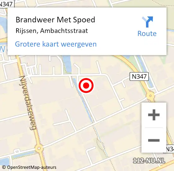 Locatie op kaart van de 112 melding: Brandweer Met Spoed Naar Rijssen, Ambachtsstraat op 22 mei 2023 05:28