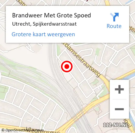 Locatie op kaart van de 112 melding: Brandweer Met Grote Spoed Naar Utrecht, Spijkerdwarsstraat op 22 mei 2023 06:13