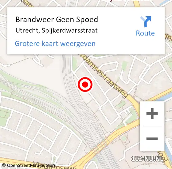 Locatie op kaart van de 112 melding: Brandweer Geen Spoed Naar Utrecht, Spijkerdwarsstraat op 22 mei 2023 06:14