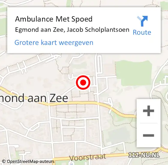 Locatie op kaart van de 112 melding: Ambulance Met Spoed Naar Egmond aan Zee, Jacob Scholplantsoen op 22 mei 2023 07:11