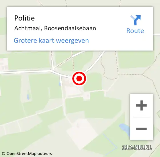 Locatie op kaart van de 112 melding: Politie Achtmaal, Roosendaalsebaan op 22 mei 2023 07:35