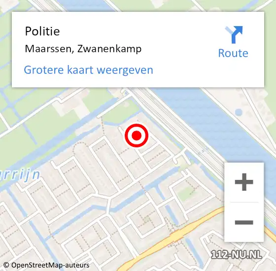 Locatie op kaart van de 112 melding: Politie Maarssen, Zwanenkamp op 22 mei 2023 07:52