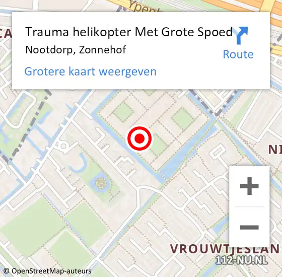 Locatie op kaart van de 112 melding: Trauma helikopter Met Grote Spoed Naar Nootdorp, Zonnehof op 22 mei 2023 08:01