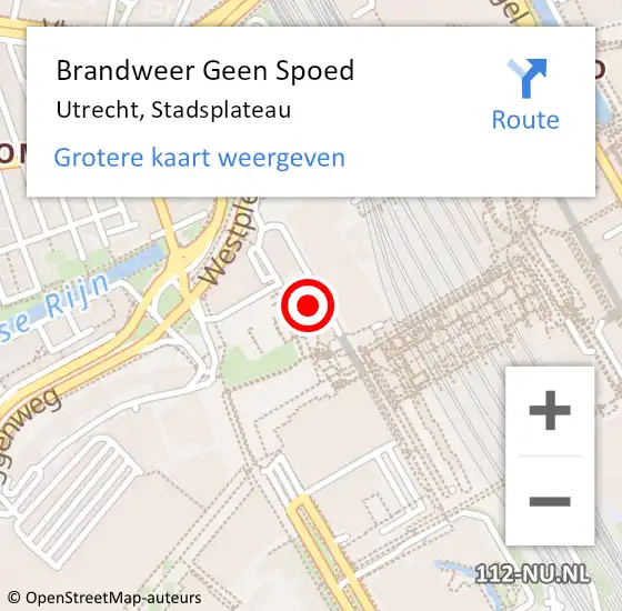 Locatie op kaart van de 112 melding: Brandweer Geen Spoed Naar Utrecht, Stadsplateau op 22 mei 2023 08:04