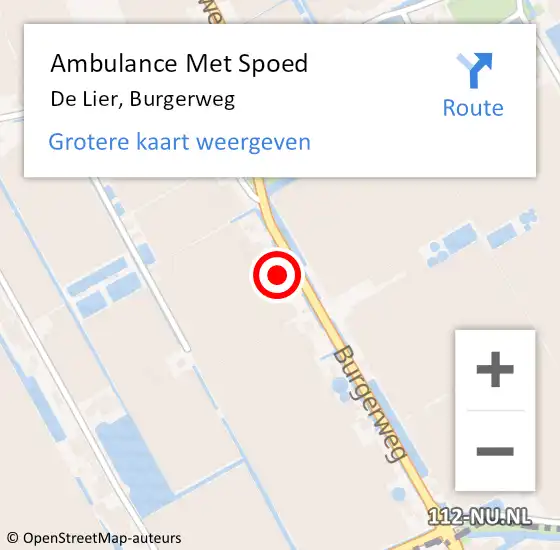 Locatie op kaart van de 112 melding: Ambulance Met Spoed Naar De Lier, Burgerweg op 22 mei 2023 08:22