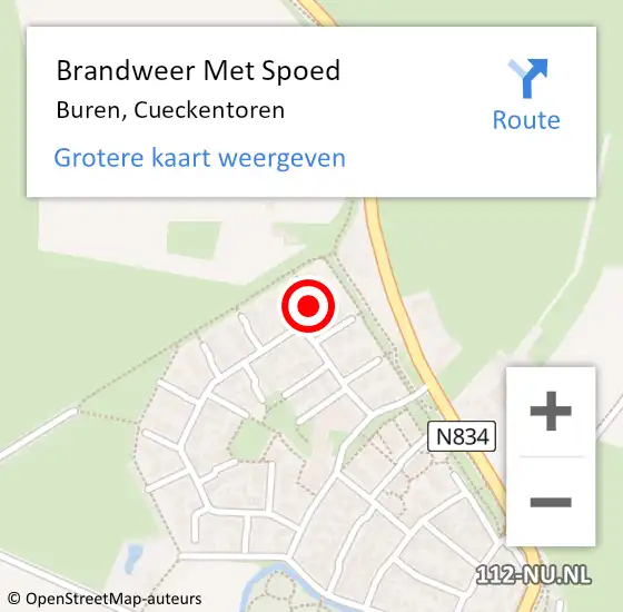 Locatie op kaart van de 112 melding: Brandweer Met Spoed Naar Buren, Cueckentoren op 22 mei 2023 08:41