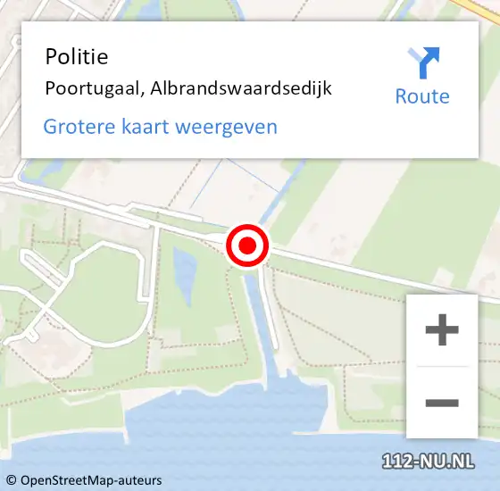 Locatie op kaart van de 112 melding: Politie Poortugaal, Albrandswaardsedijk op 26 augustus 2014 10:22