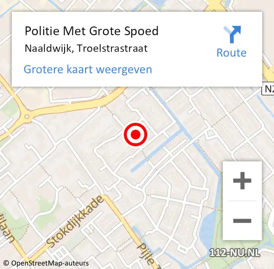 Locatie op kaart van de 112 melding: Politie Met Grote Spoed Naar Naaldwijk, Troelstrastraat op 22 mei 2023 09:01