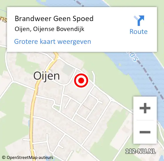 Locatie op kaart van de 112 melding: Brandweer Geen Spoed Naar Oijen, Oijense Bovendijk op 22 mei 2023 09:32