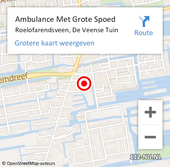 Locatie op kaart van de 112 melding: Ambulance Met Grote Spoed Naar Roelofarendsveen, De Veense Tuin op 22 mei 2023 09:44