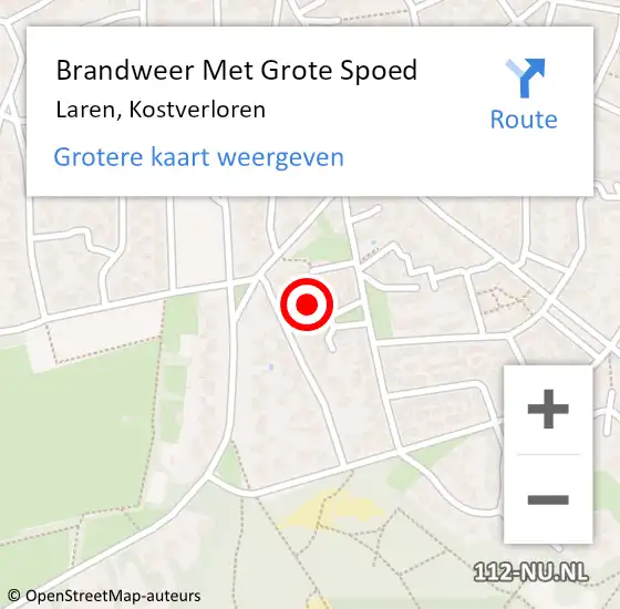 Locatie op kaart van de 112 melding: Brandweer Met Grote Spoed Naar Laren, Kostverloren op 22 mei 2023 09:51