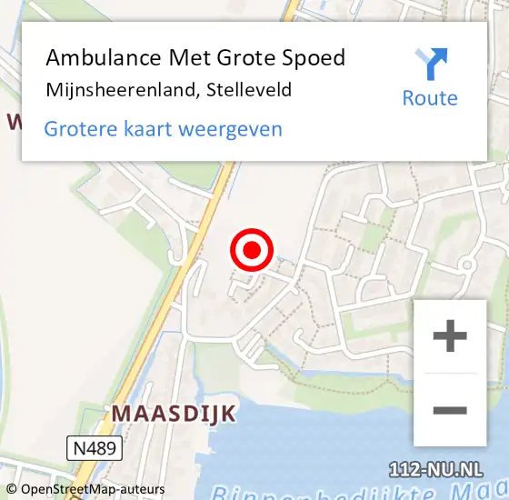 Locatie op kaart van de 112 melding: Ambulance Met Grote Spoed Naar Mijnsheerenland, Stelleveld op 22 mei 2023 10:18