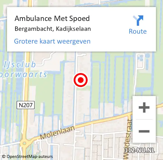 Locatie op kaart van de 112 melding: Ambulance Met Spoed Naar Bergambacht, Kadijkselaan op 22 mei 2023 10:21