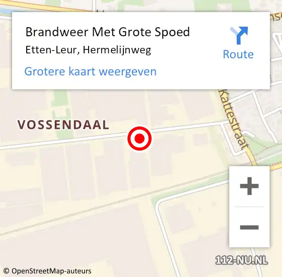 Locatie op kaart van de 112 melding: Brandweer Met Grote Spoed Naar Etten-Leur, Hermelijnweg op 22 mei 2023 10:24