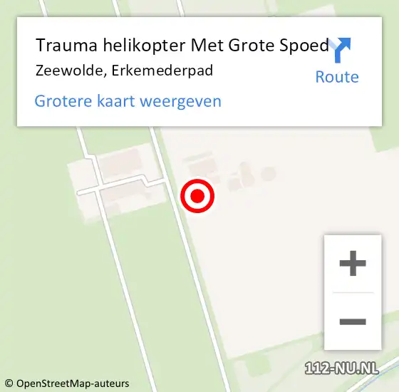 Locatie op kaart van de 112 melding: Trauma helikopter Met Grote Spoed Naar Zeewolde, Erkemederpad op 22 mei 2023 10:33