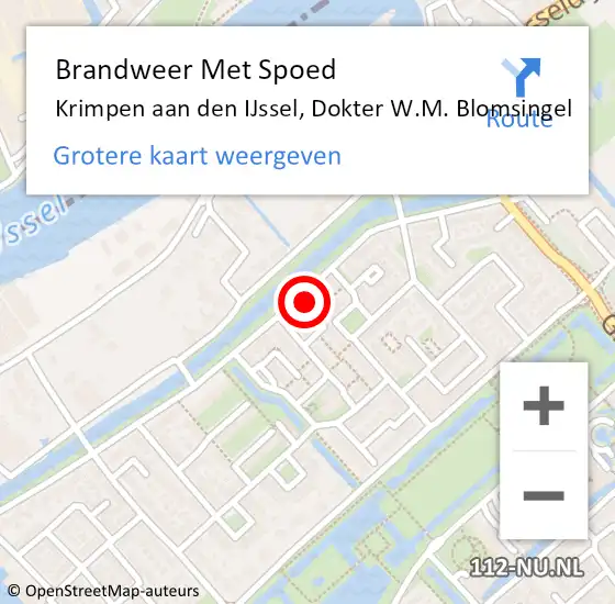Locatie op kaart van de 112 melding: Brandweer Met Spoed Naar Krimpen aan den IJssel, Dokter W.M. Blomsingel op 22 mei 2023 10:33