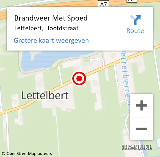 Locatie op kaart van de 112 melding: Brandweer Met Spoed Naar Lettelbert, Hoofdstraat op 26 augustus 2014 10:32