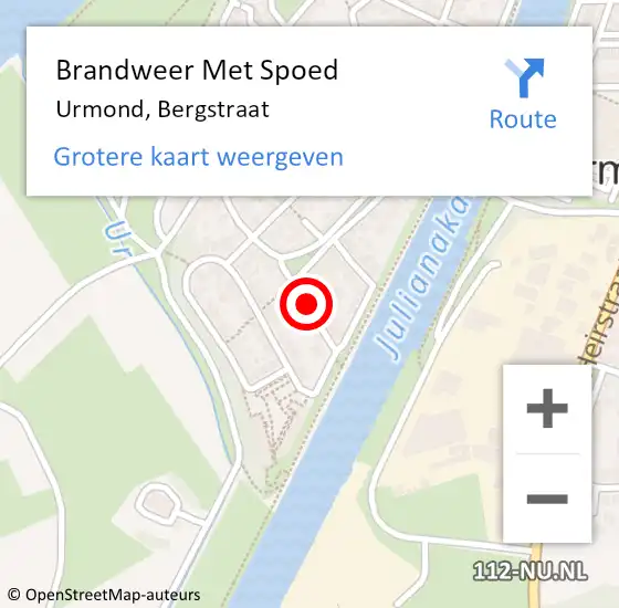 Locatie op kaart van de 112 melding: Brandweer Met Spoed Naar Urmond, Bergstraat op 22 mei 2023 11:08