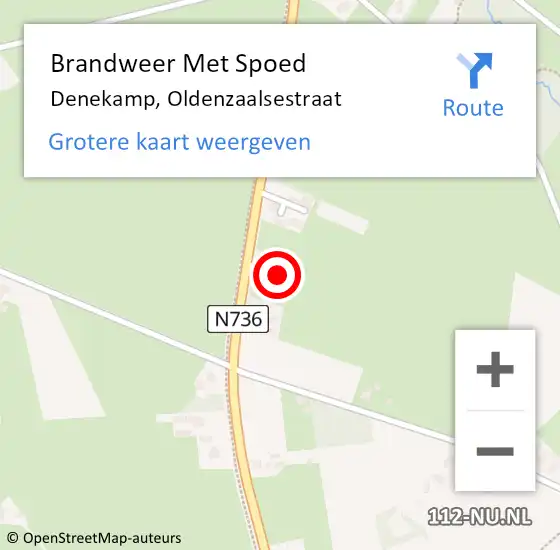 Locatie op kaart van de 112 melding: Brandweer Met Spoed Naar Denekamp, Oldenzaalsestraat op 22 mei 2023 11:08