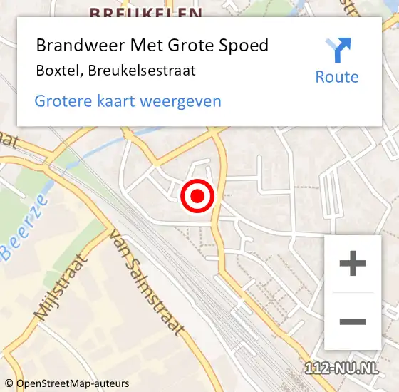 Locatie op kaart van de 112 melding: Brandweer Met Grote Spoed Naar Boxtel, Breukelsestraat op 22 mei 2023 11:42