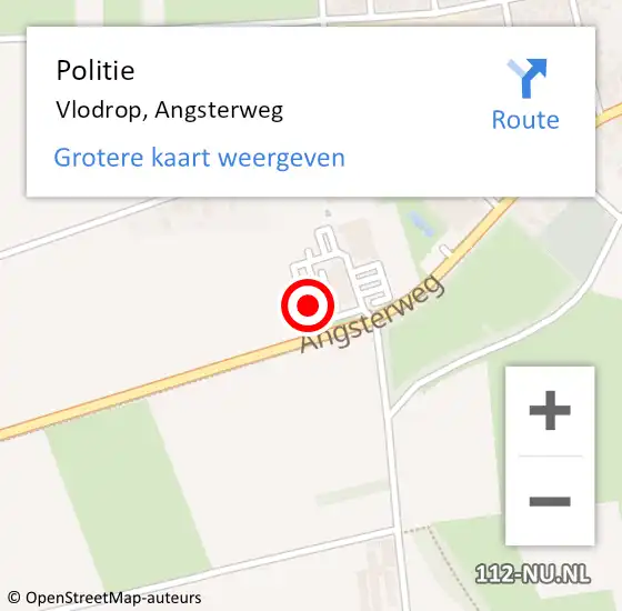 Locatie op kaart van de 112 melding: Politie Vlodrop, Angsterweg op 22 mei 2023 11:43